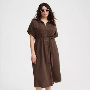 Torrid Brown Midi Dress with Belt